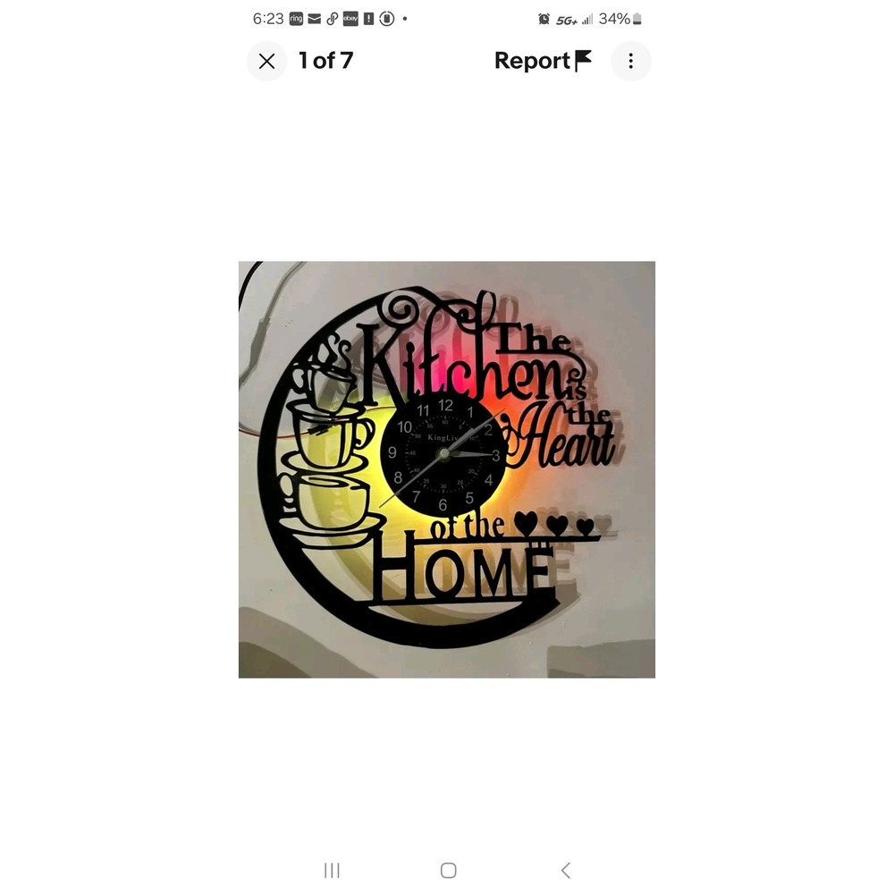 Inthetime LED Vinyl Wall Clock Kitchen‎ Heart of Home Coffee Decor w/Remote A1